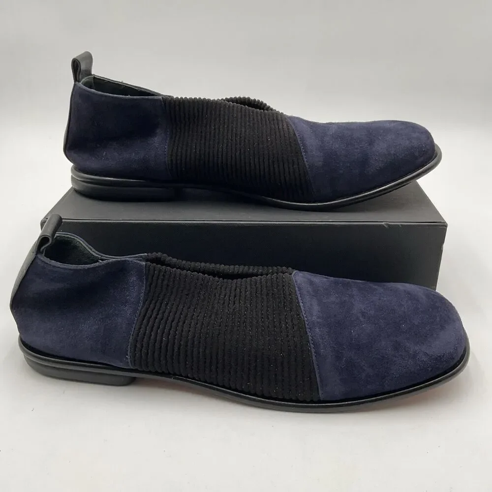 Gray Matters Navy and Black Suede Slip-On Flats